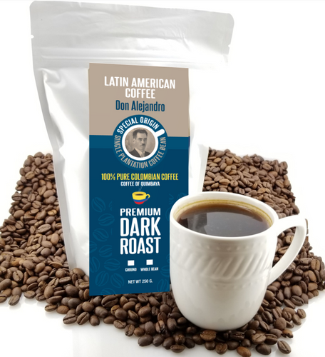 Don Alejandro 100% Arabica, 100% Single Plantation, Quimbaya Colombia Premium Dark Roast Coffee 250g (8.8oz)