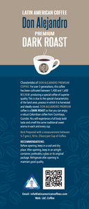Don Alejandro 100% Arabica, 100% Single Plantation, Quimbaya Colombia Premium Dark Roast Coffee 250g (8.8oz)