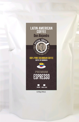 Don Alejandro 100% Arabica, 100% Single Plantation, Quimbaya Colombia Premium Espresso Roast Coffee 1250g (44oz)