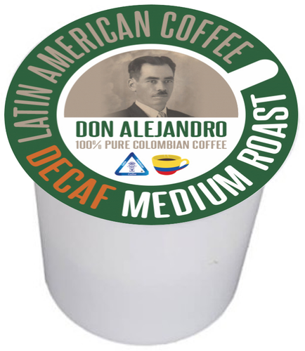 Don Alejandro 100% Arabica, 100% Single Plantation, Quimbaya Colombia Premium Decaf Medium Roast Coffee K-Cups for Keurig 1.0 & 2.0